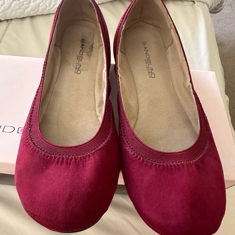 Bandolino Red Suede Flats with Elastic Detail